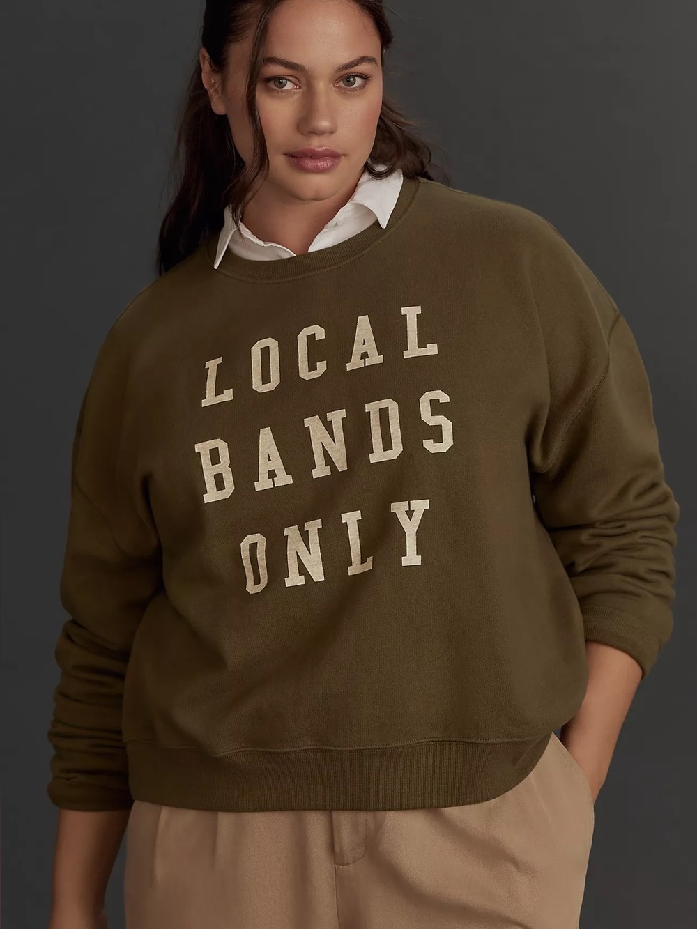 Pilcro Local Bands Only Graphic Sweatshirt Green Medium